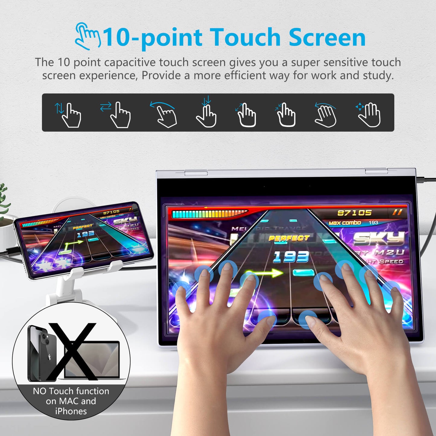 Lapdok Mudah Alih Skrin Sentuh 14.1-Inci 1080p Dengan Bateri dan Papan Kekunci 10800mah 