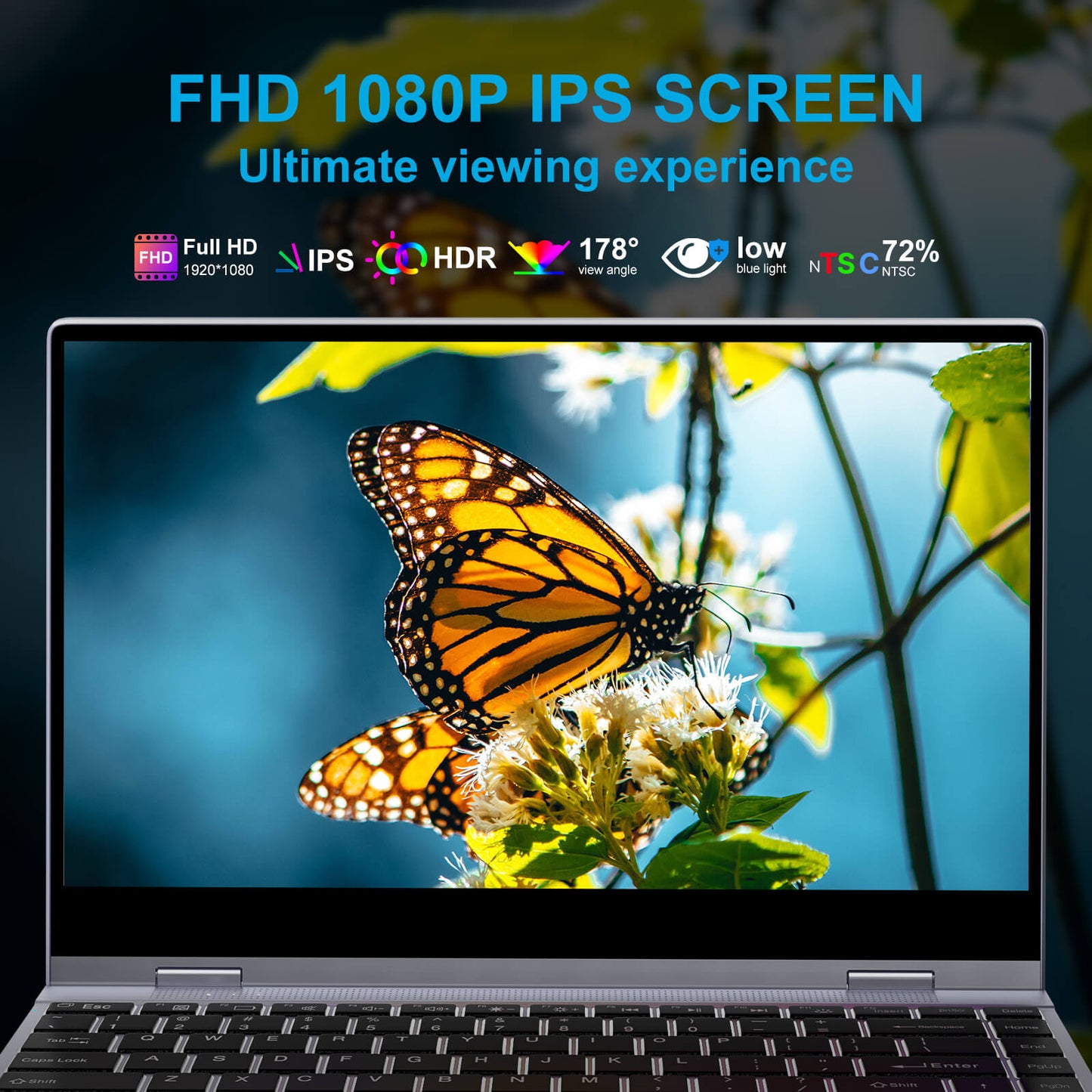 Lapdok Mudah Alih Skrin Sentuh 14.1-Inci 1080p Dengan Bateri dan Papan Kekunci 10800mah 
