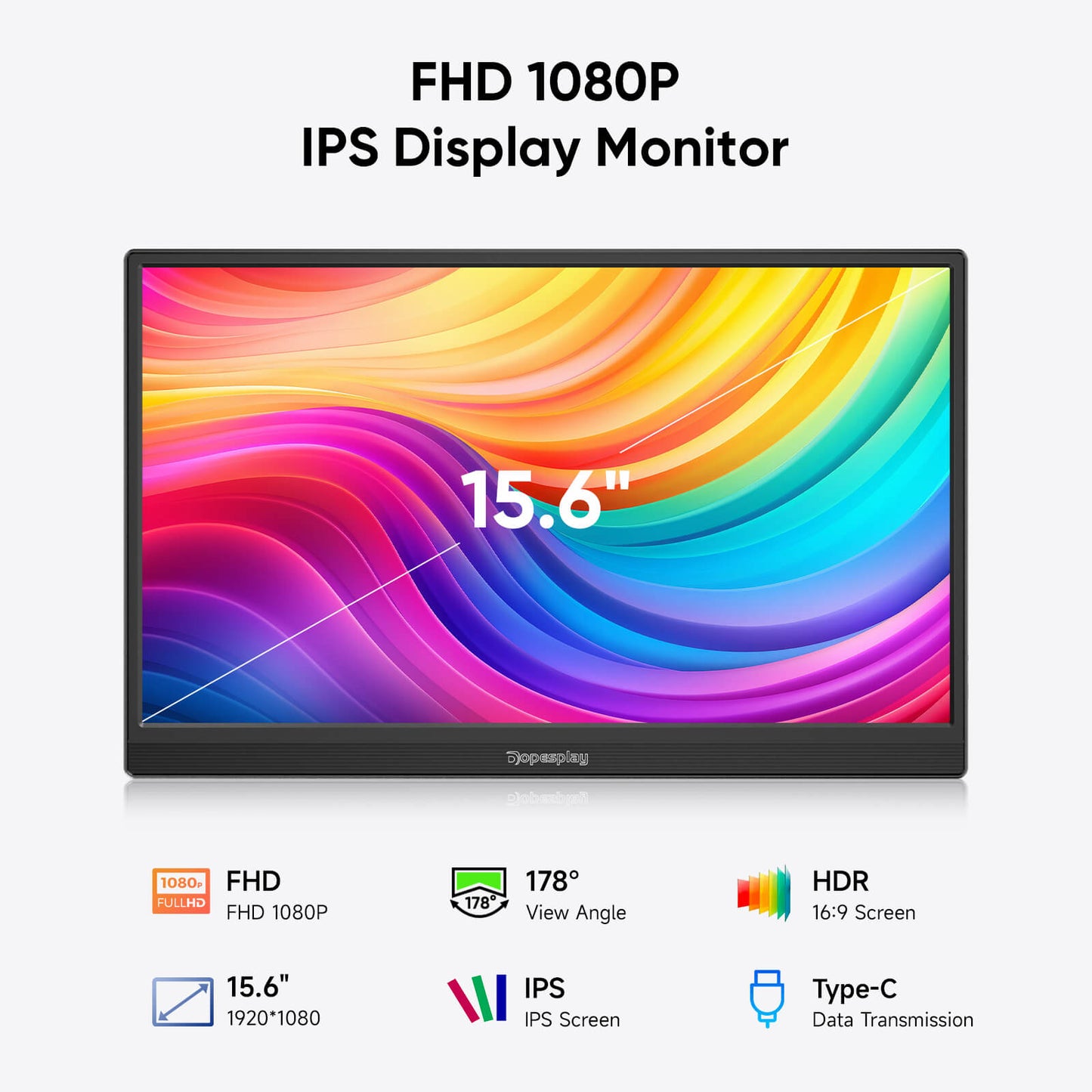 15.6 Zoll FHD Tragbarer Monitor für Laptop 1920x1080P Plug and Play