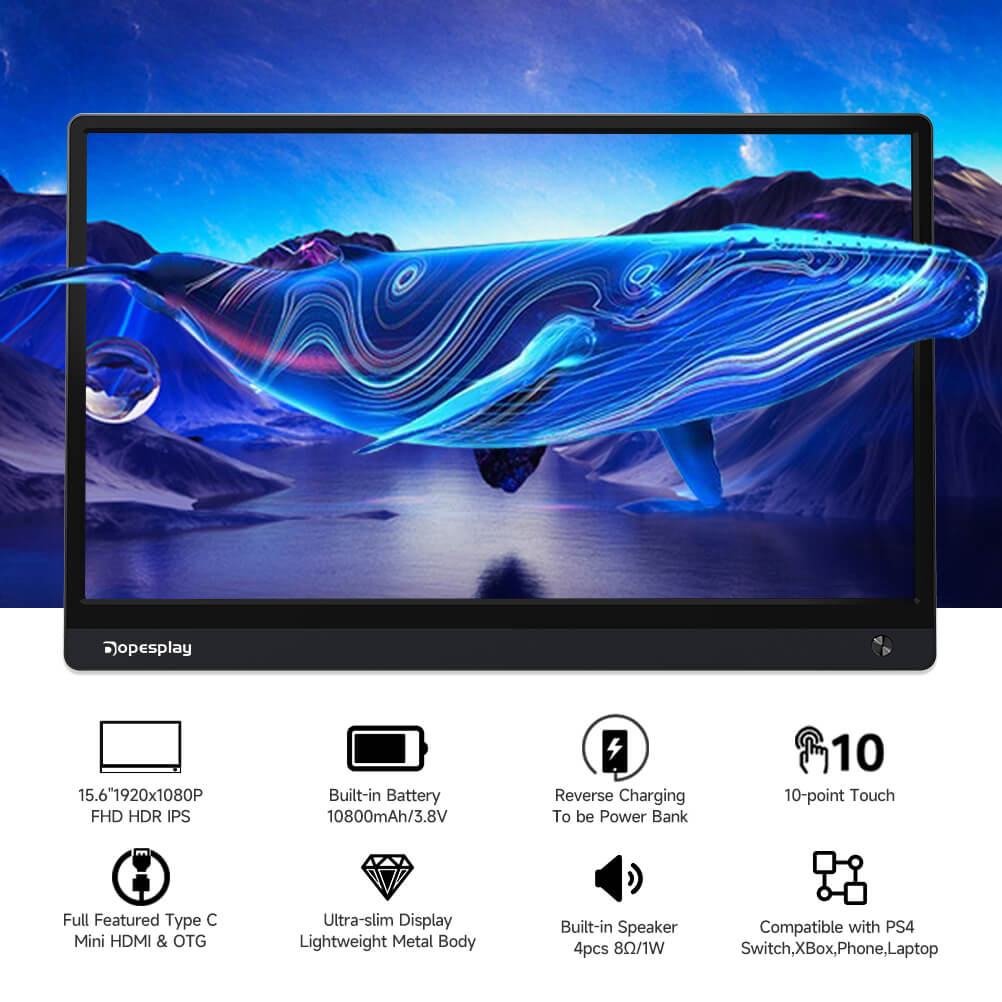 15,6" tragbarer Monitor mit 60HZ 1080P Touchscreen-Batterie für Laptop