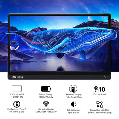 15,6" tragbarer Monitor mit 60HZ 1080P Touchscreen-Batterie für Laptop