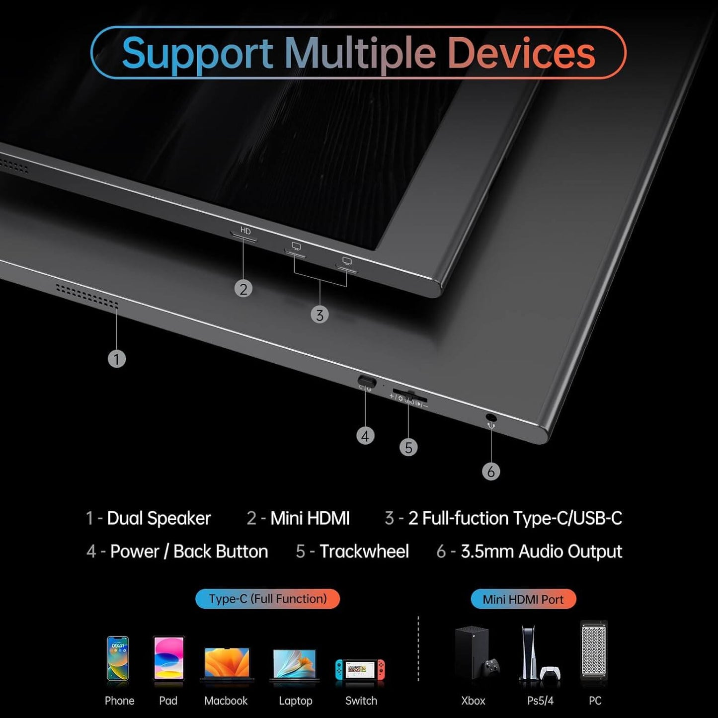 15,6 tums 4K bärbar extern bildskärm UHD 3840x2160 100 % sRGB USB-C HDMI för bärbar dator MacBook PS5 Xbox