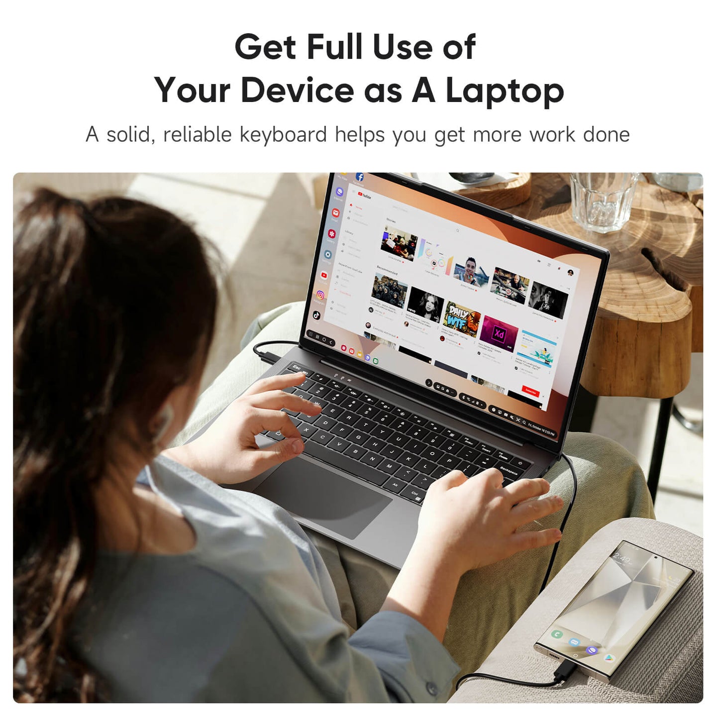 15,6 tums bärbar Lapdock-skärm för Samsung Deck FHD 1080P IPS extern bildskärm med inbyggt tangentbord för Mac Laptop