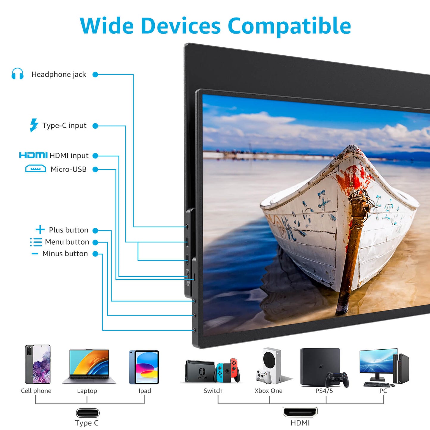 Monitor portátil de 16 pulgadas para computadora portátil con pantalla FHD de 2,5 K