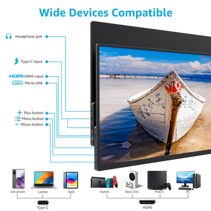 Monitor portátil de 16 pulgadas para computadora portátil con pantalla FHD de 2,5 K